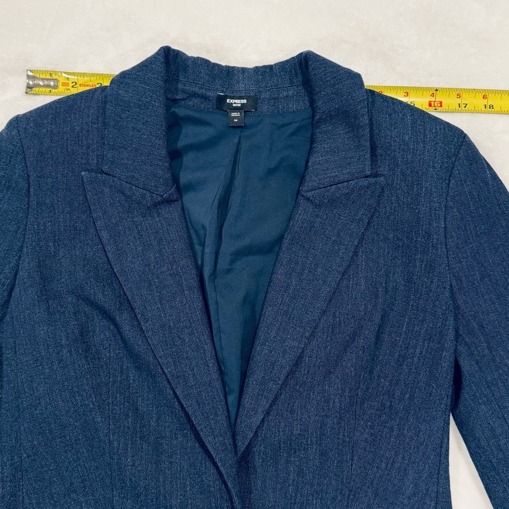 Express Editor Collection Blazer, Denim Like Fabric, Soft, Stretch Twill, - Picture 13 of 15